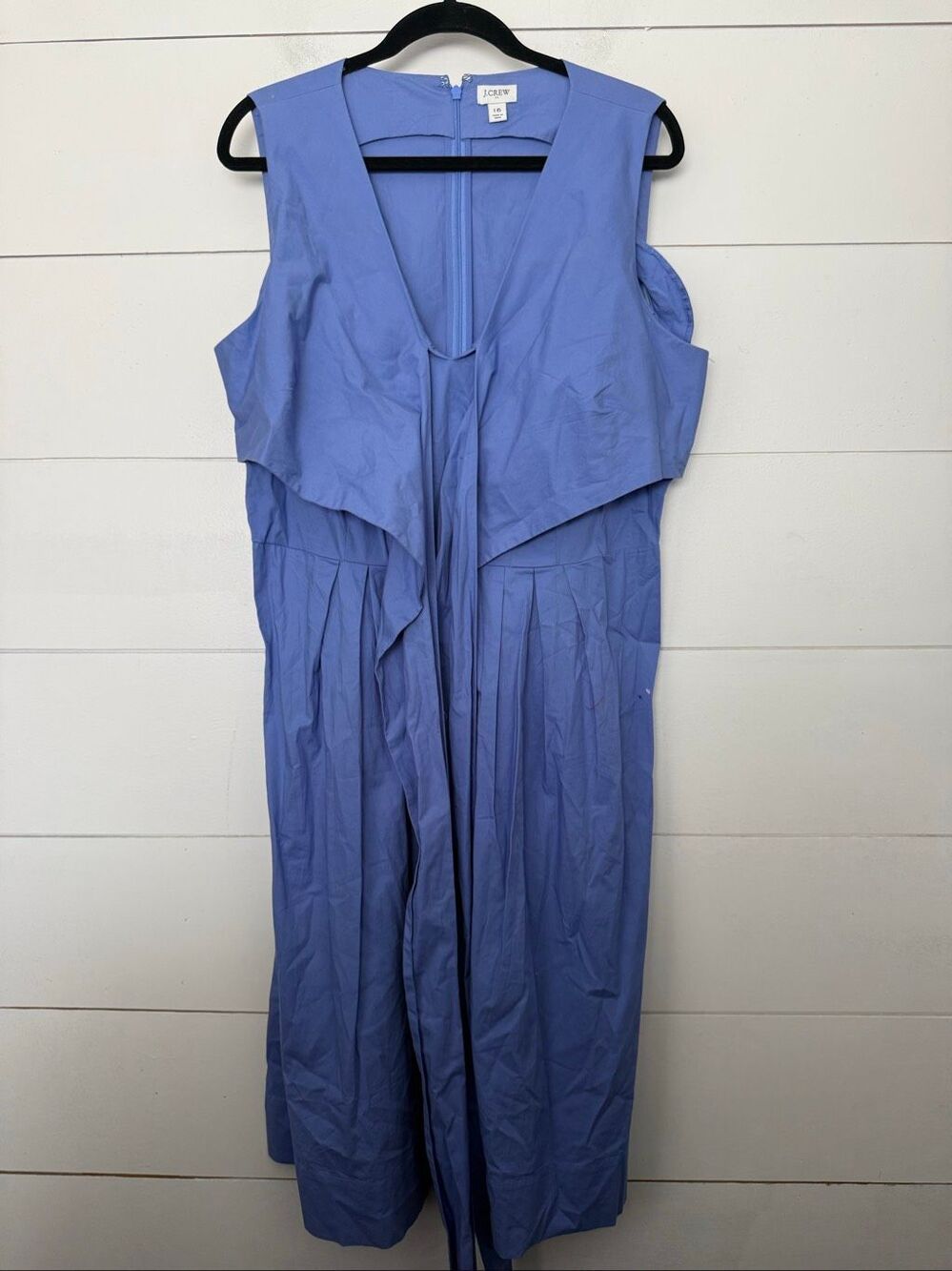 J. Crew Women’s 16 Blue Poplin Vneck Wrap Dress Midi